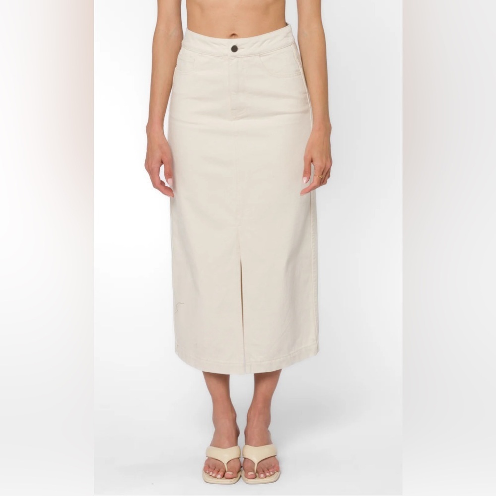 Velvet Heart Paulina Midi Denim Skirt Size XL